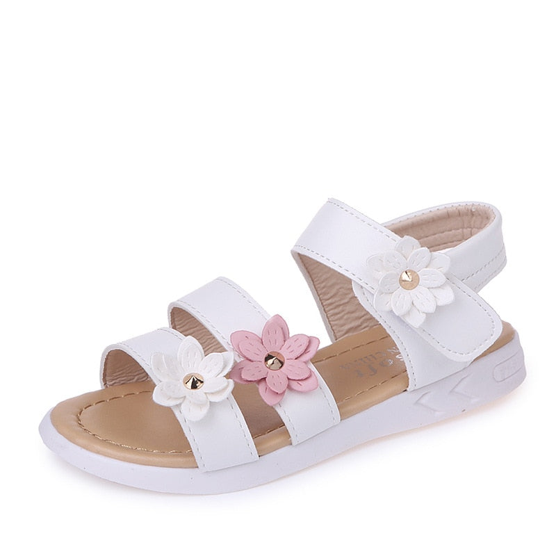Girls Sandals Gladiator Flowers Sweet Soft Summer Floral Sandals - KiwisLove