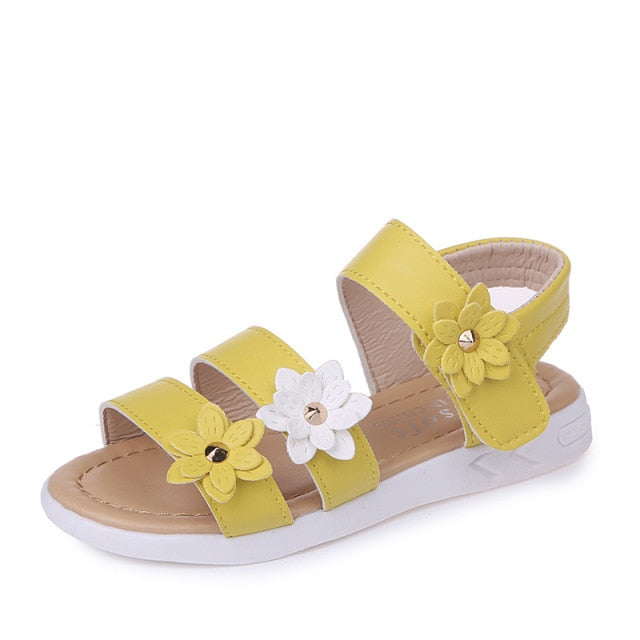 Girls Sandals Gladiator Flowers Sweet Soft Summer Floral Sandals - KiwisLove
