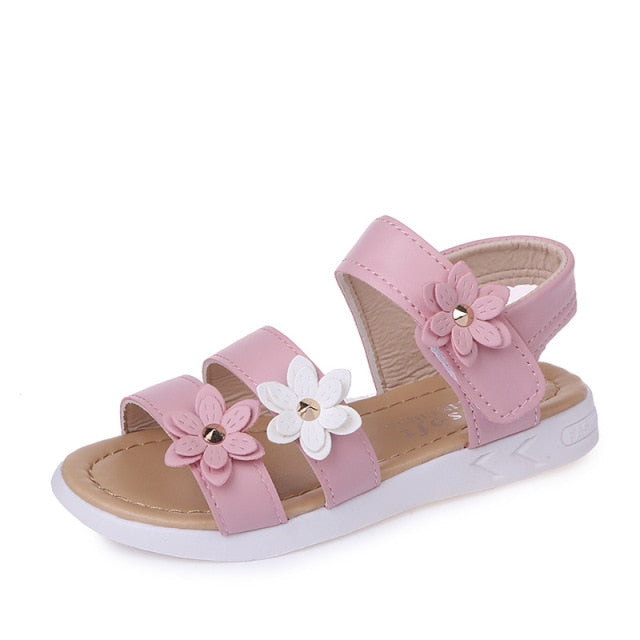 Girls Sandals Gladiator Flowers Sweet Soft Summer Floral Sandals - KiwisLove