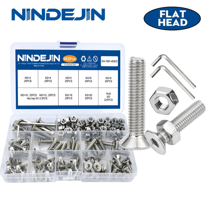 Hex Hexagon Socket countersunk head screw kit flat head bolt nut  set - KiwisLove