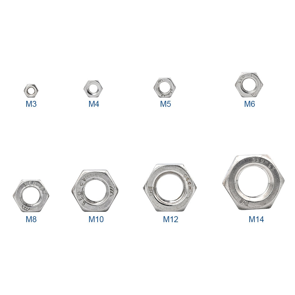 288pcs Hex Hexagon Thin Nuts Assortment Kit  Metric DIN439 Hex Thin Nut - KiwisLove