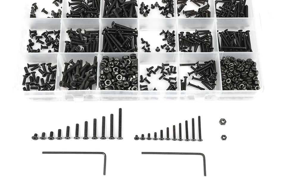 1322pcs/set hex hexagon socket head cap screw nut kit carbon steel round flat head - KiwisLove