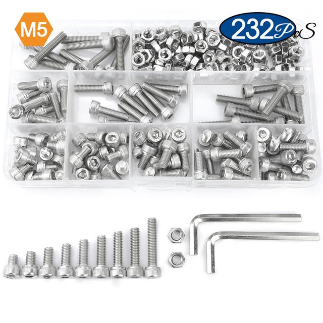 NINDEJIN Hex Hexagon socket cap head screws set allen head screw kit - KiwisLove