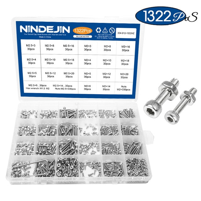 1322pcs Hexagon Socket Head Cap Screw Nut Countersunk Button Head - KiwisLove