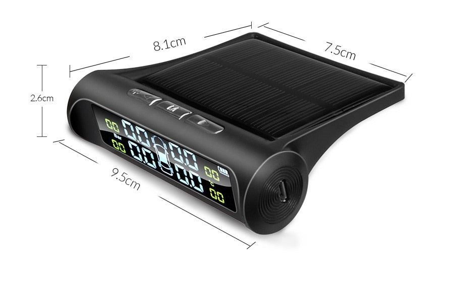 Solar Power TPMS Car Tire Pressure Alarm Monitor System Auto Security Alarm Systems Tyre Pressure Temperature Warning - KiwisLove