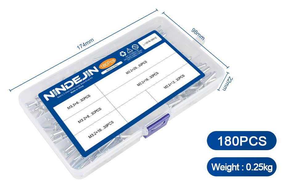 Aluminium Rivets Pop Dome Head Blind Assortment Kit Set Exhaust Rivets - KiwisLove