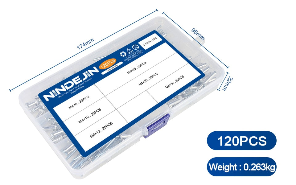 Aluminium Rivets Pop Dome Head Blind Assortment Kit Set Exhaust Rivets - KiwisLove