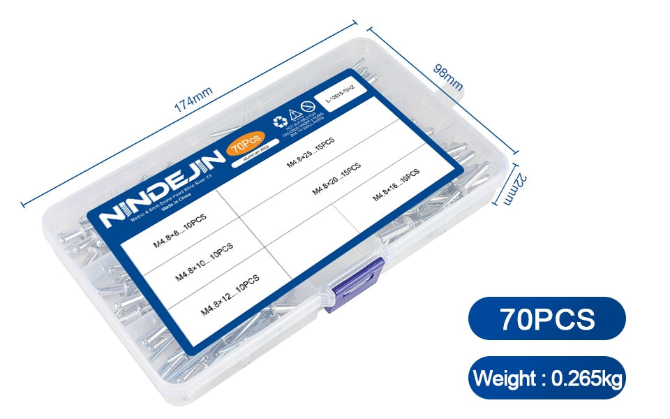 Aluminium Rivets Pop Dome Head Blind Assortment Kit Set Exhaust Rivets - KiwisLove