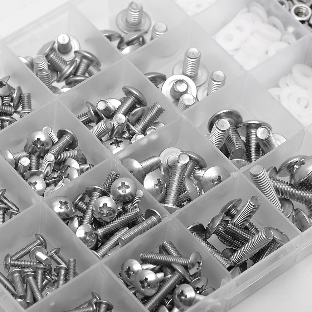 654pcs Cross recessed truss mushroom head machine screw + nut washer - KiwisLove