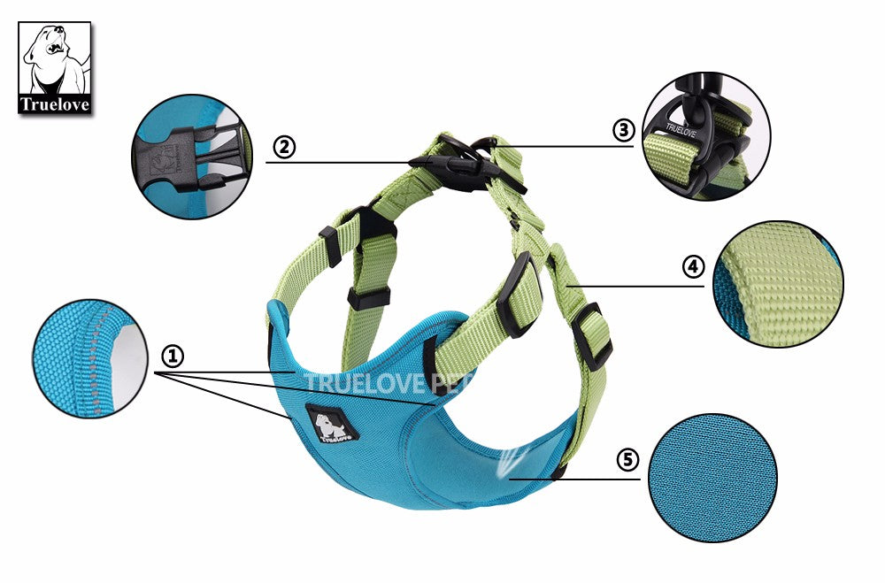 Truelove Padded Reflective Dog harness Vest  Adjustable No Pulling Pet Harnesses for Small Medium Dog TLH5951 - KiwisLove