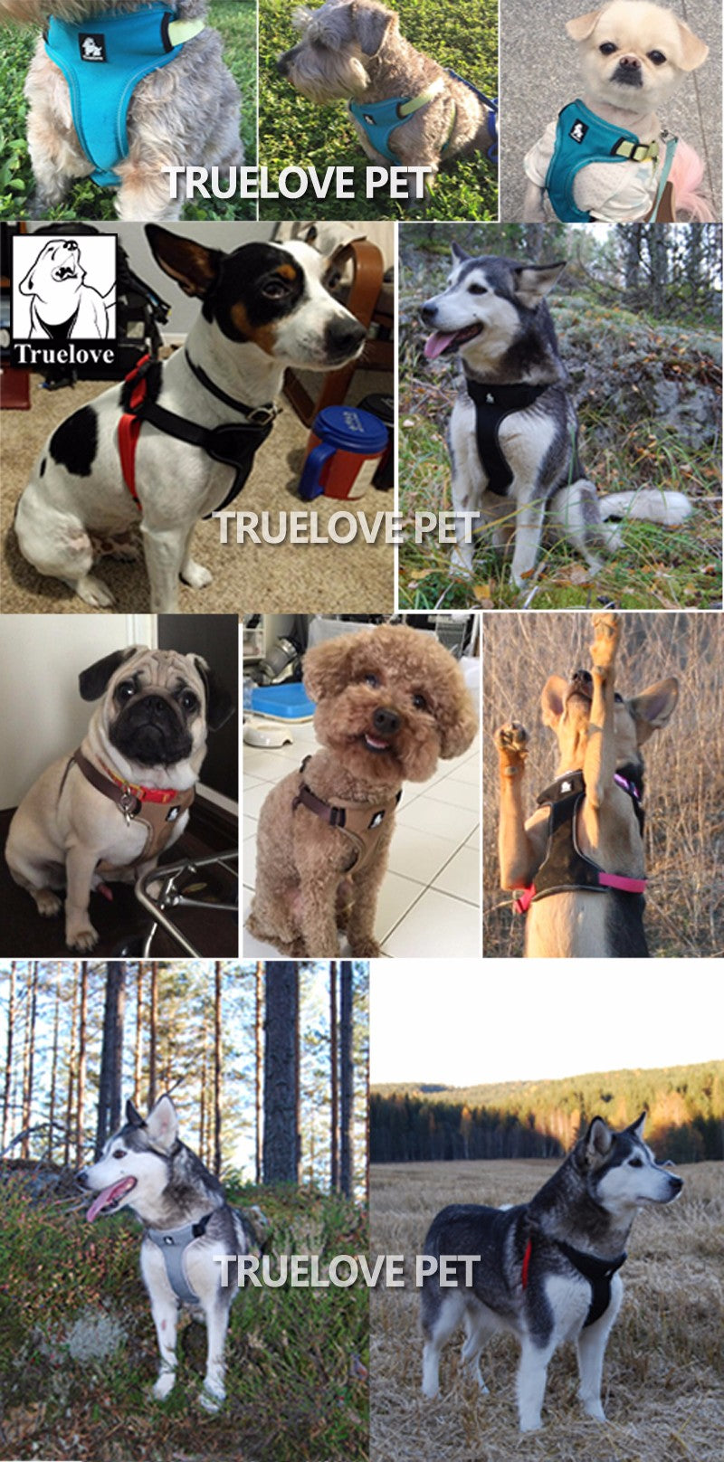 Truelove Padded Reflective Dog harness Vest  Adjustable No Pulling Pet Harnesses for Small Medium Dog TLH5951 - KiwisLove