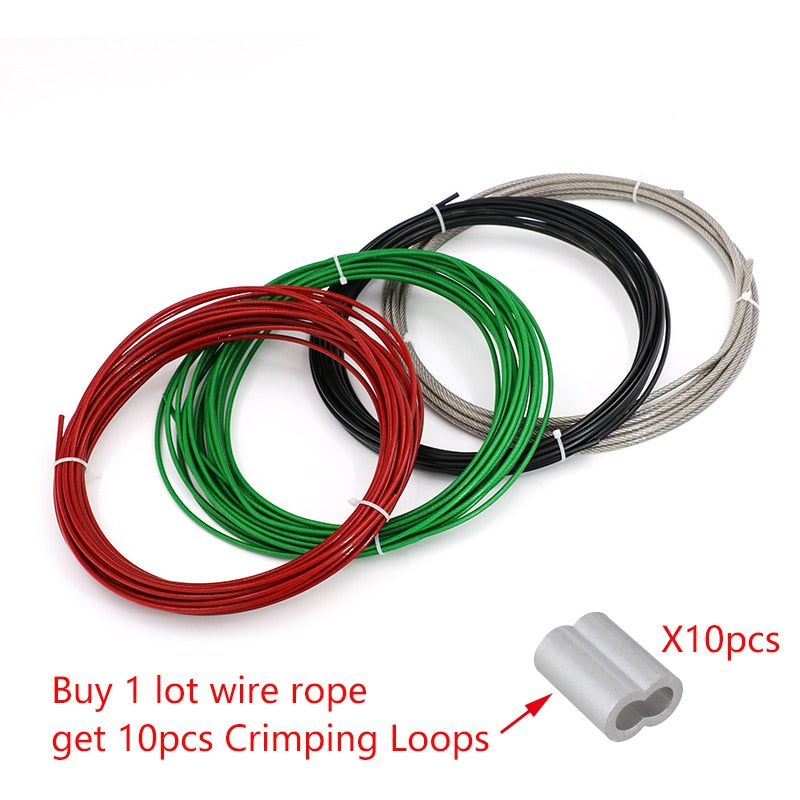 10m  PVC Plastic Coated 304 Stainless Steel Wire Rope Cable + 10 Loops - KiwisLove