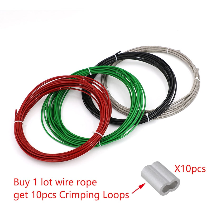 5m  PVC Plastic Coated 304 Stainless Steel Wire Rope Cable + 10 Loops - KiwisLove