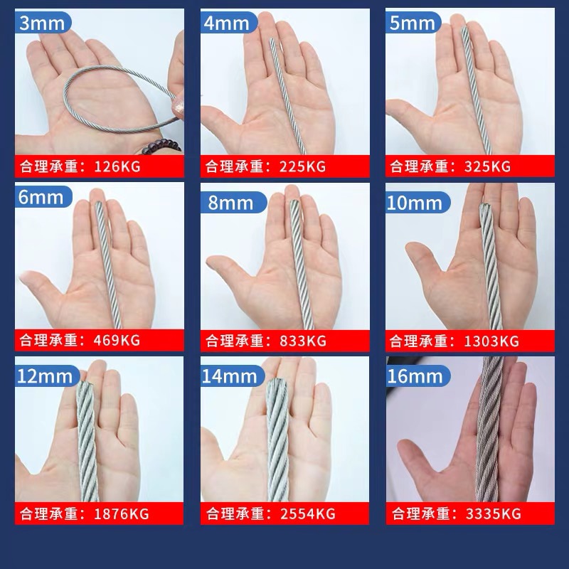 304 Stainless Steel 7*7 & 7*19 Clear PVC Plastic Coated Wire Rope Dia  0.6mm~12mm 