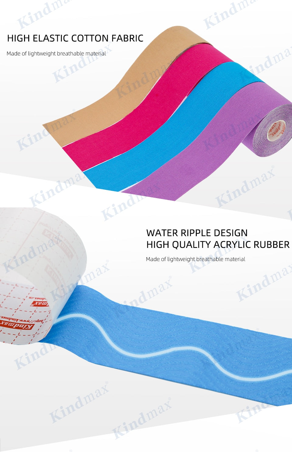 5 Size Kindmax 100% Cotton Elastic Kinesiology Tape Sport Physiotherapy Recovery Bandage for Running Knee Muscle Protector - KiwisLove