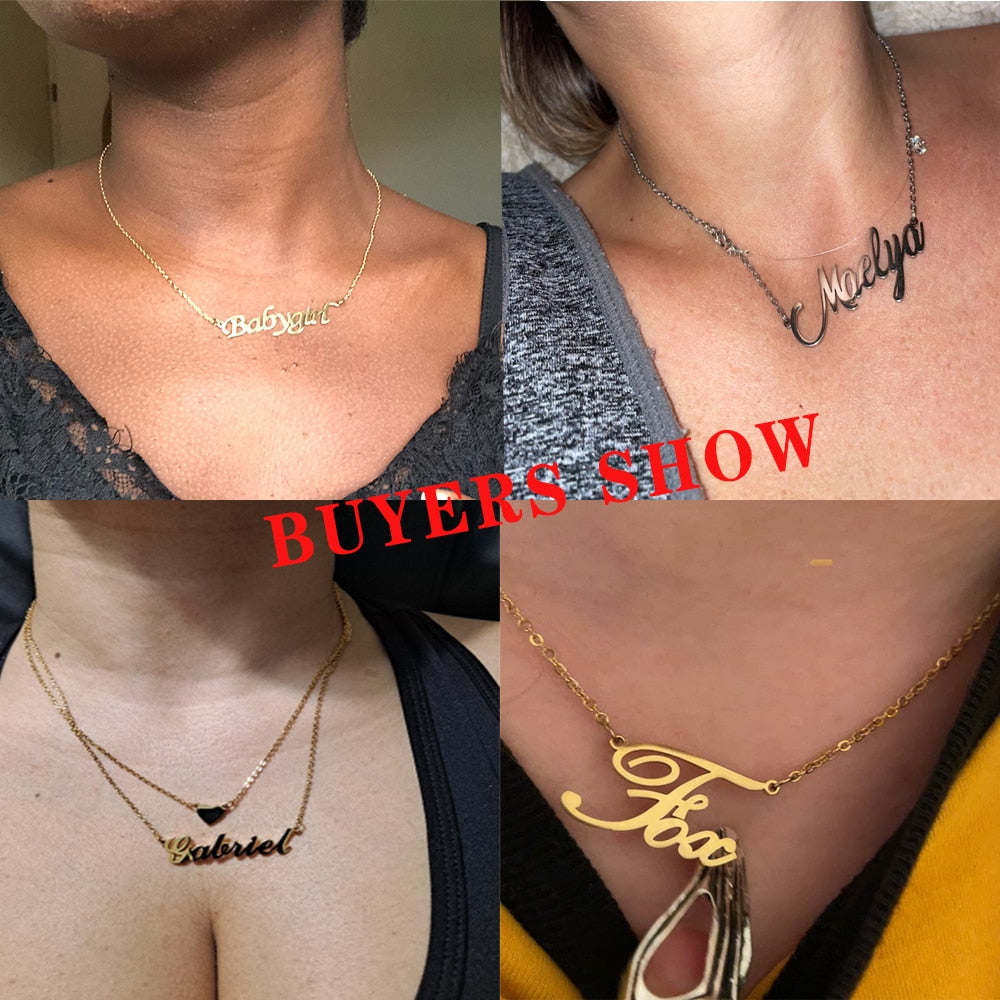 Custom Name Necklace Women Personalized Nameplate Birthday Gift Lady - KiwisLove