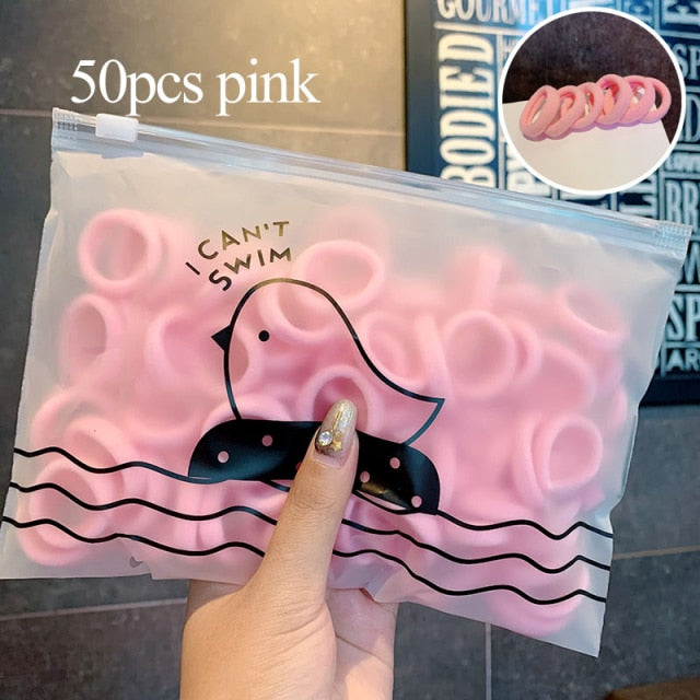 50/100pcs Girls Colorful Nylon Small Elastic Hair Bands kids Ponytail Holder Scrunchie - KiwisLove