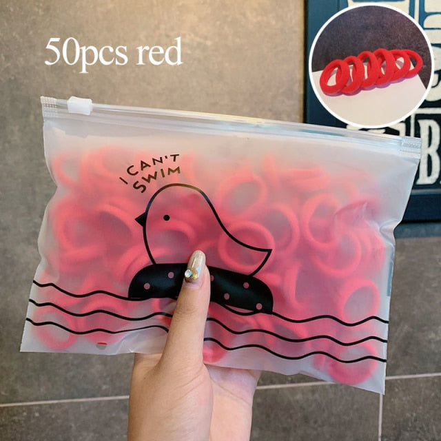 50/100pcs Girls Colorful Nylon Small Elastic Hair Bands kids Ponytail Holder Scrunchie - KiwisLove