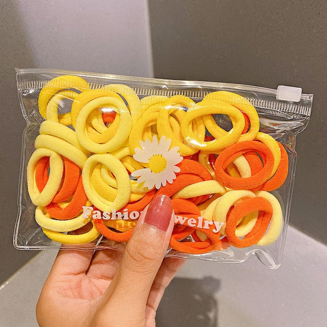 50/100pcs Girls Colorful Nylon Small Elastic Hair Bands kids Ponytail Holder Scrunchie - KiwisLove