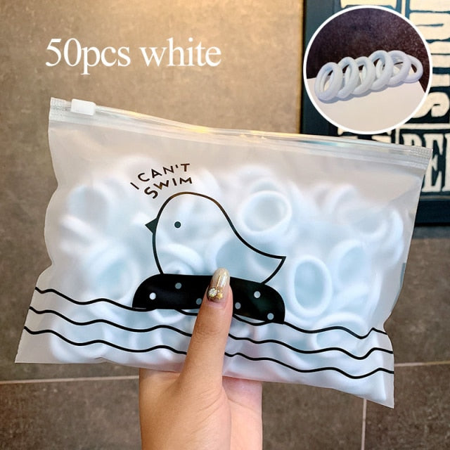 50/100pcs Girls Colorful Nylon Small Elastic Hair Bands kids Ponytail Holder Scrunchie - KiwisLove