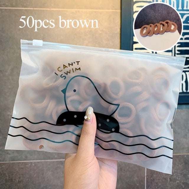 50/100pcs Girls Colorful Nylon Small Elastic Hair Bands kids Ponytail Holder Scrunchie - KiwisLove