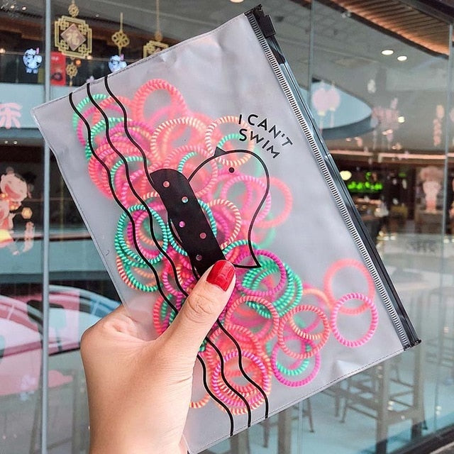 50/100pcs Girls Colorful Nylon Small Elastic Hair Bands kids Ponytail Holder Scrunchie - KiwisLove