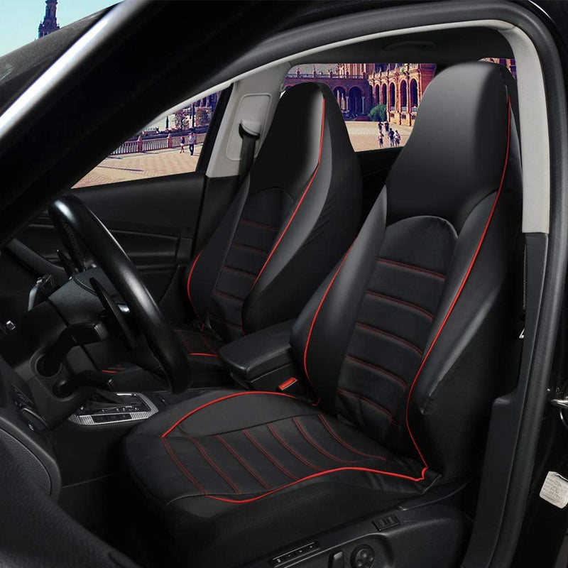 PU Front Seat Covers High Back Bucket Seat Cover Fit Most Cars, Trucks, SUVS, 2 PCS Auto Seat Covers - KiwisLove