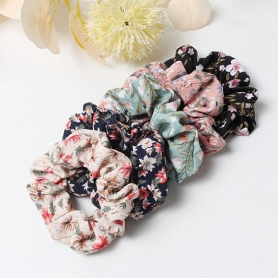 5 Pcs Hair Scrunchies Set Fashion Simple Basic Elastic Hair Bands Ponytail Holder Dot Stripe Scrunchie Hair Tie For Girl Women - KiwisLove