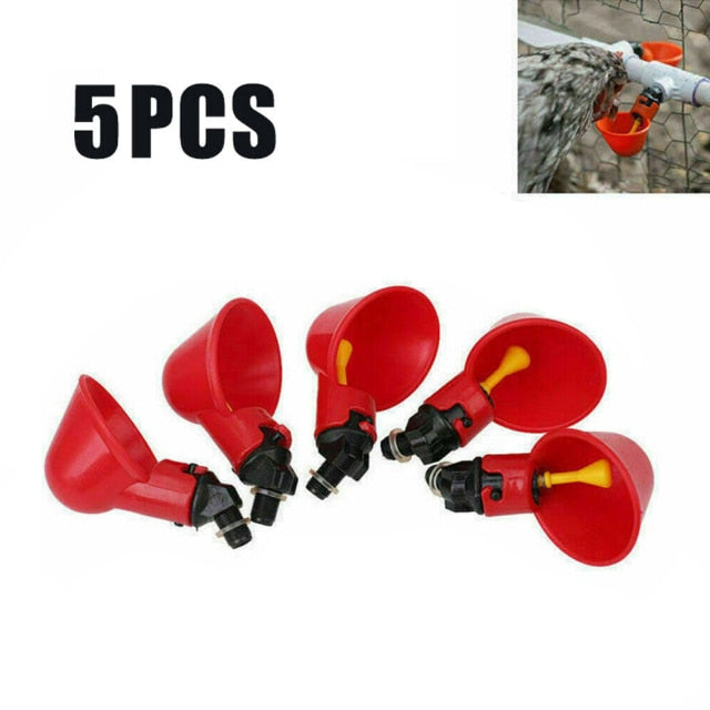 5/10pcs Plastic Automatic Drinker Water Drinking Cups Bird Chicken feeder Poultry - KiwisLove