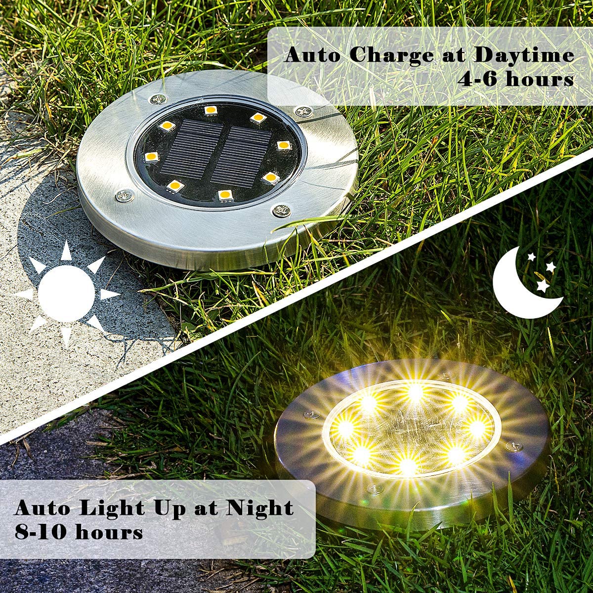 New Solar Powered LED Ground Light Garden  Lawn Lamp Buried With Sensor - KiwisLove