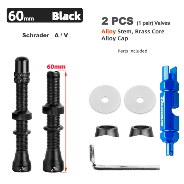 Bicycle Schrader A/V Valve for Road Tubeless Rim Alloy Stem Brass Core Nipple Cycling DIY Accessories - KiwisLove