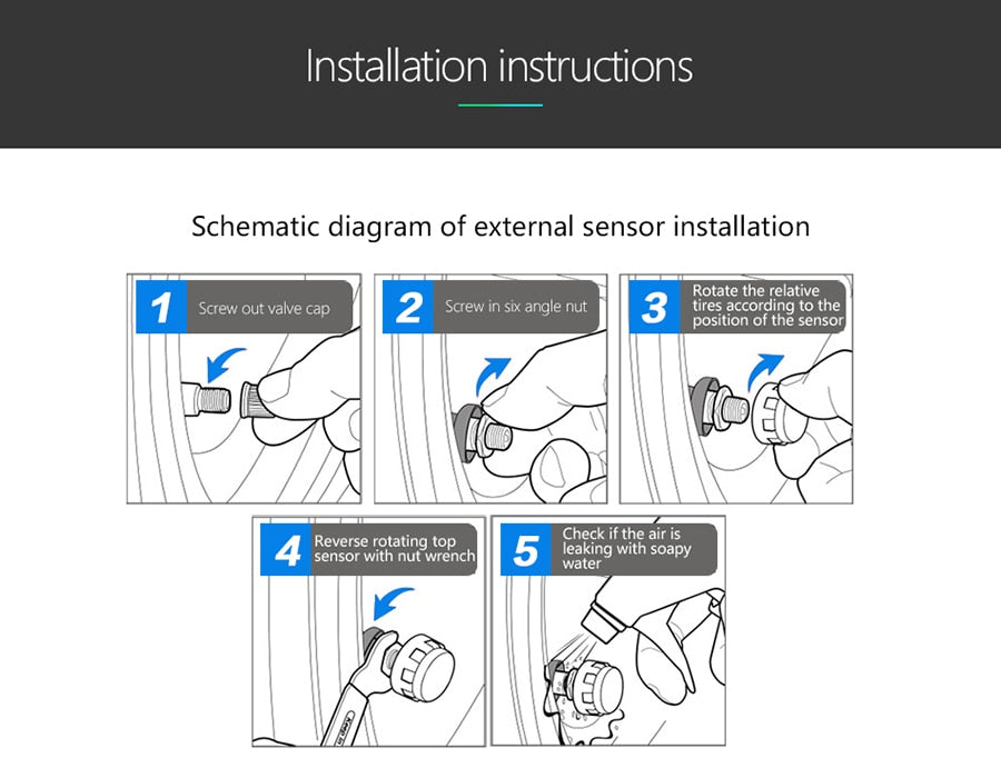 TPMS Tire Monitoring Pressure Display auto Alarm Monitor Solar Power Charging Temperature Warning with 4 sensors - KiwisLove