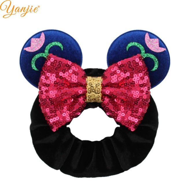 2021 New  Pretty Mouse Ears Sequins Hair Bow Women Velvet Scrunchies - KiwisLove