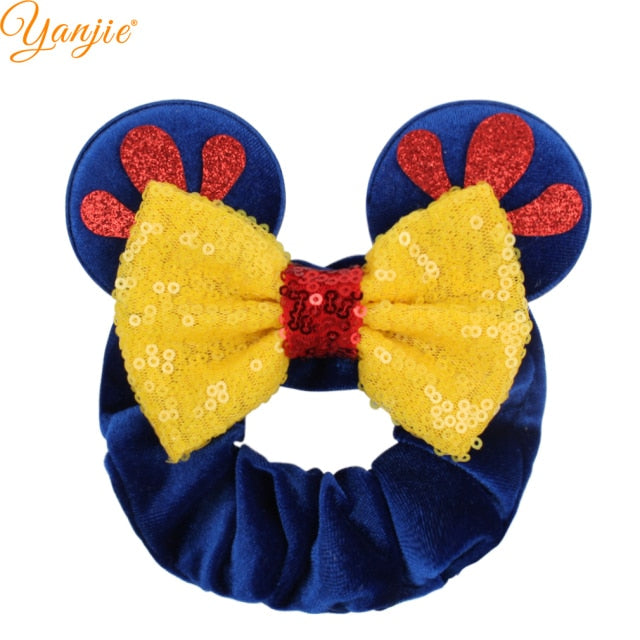 2021 New  Pretty Mouse Ears Sequins Hair Bow Women Velvet Scrunchies - KiwisLove