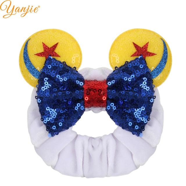 2021 New  Pretty Mouse Ears Sequins Hair Bow Women Velvet Scrunchies - KiwisLove