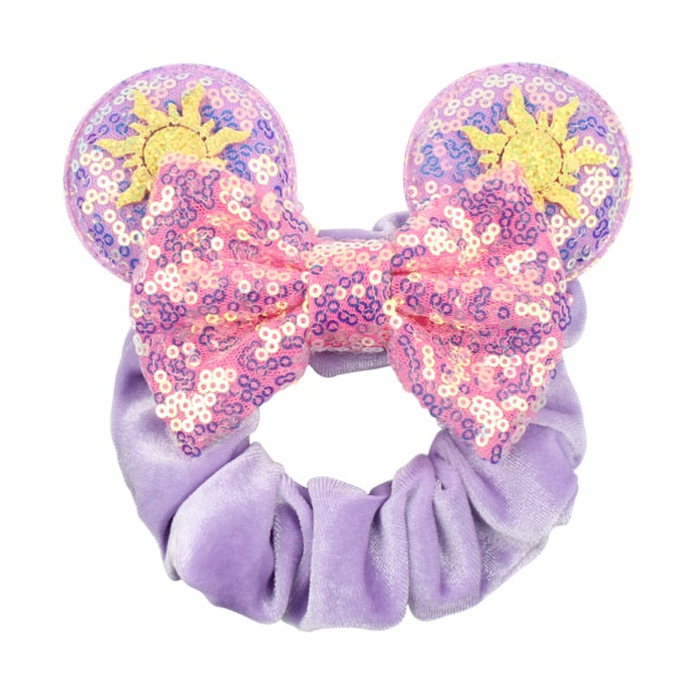 2021 New  Pretty Mouse Ears Sequins Hair Bow Women Velvet Scrunchies - KiwisLove