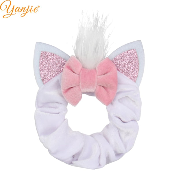 2021 New  Pretty Mouse Ears Sequins Hair Bow Women Velvet Scrunchies - KiwisLove