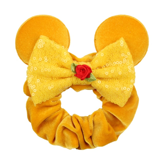 2021 New  Pretty Mouse Ears Sequins Hair Bow Women Velvet Scrunchies - KiwisLove