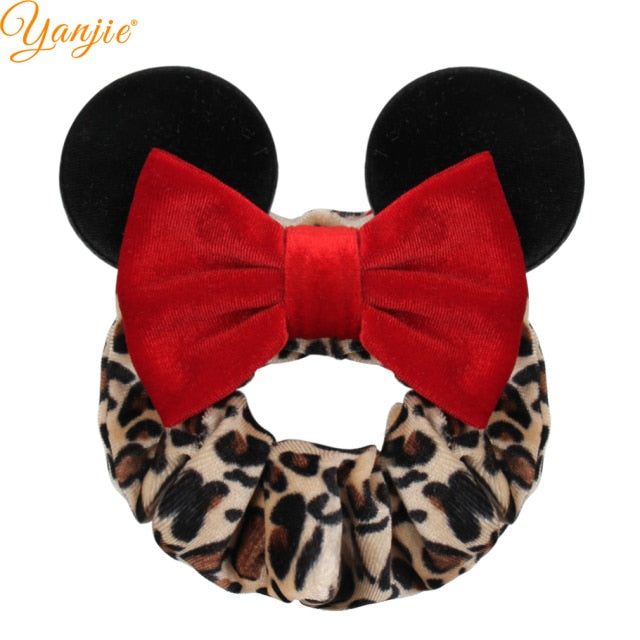 2021 New  Pretty Mouse Ears Sequins Hair Bow Women Velvet Scrunchies - KiwisLove