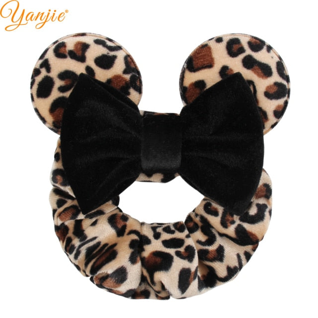 2021 New  Pretty Mouse Ears Sequins Hair Bow Women Velvet Scrunchies - KiwisLove