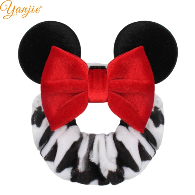 2021 New  Pretty Mouse Ears Sequins Hair Bow Women Velvet Scrunchies - KiwisLove