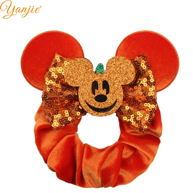 2021 New  Pretty Mouse Ears Sequins Hair Bow Women Velvet Scrunchies - KiwisLove