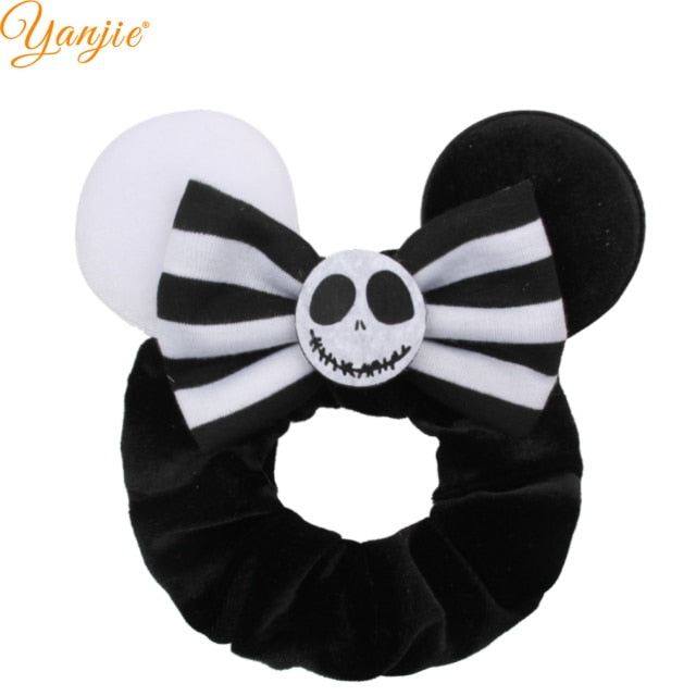 2021 New  Pretty Mouse Ears Sequins Hair Bow Women Velvet Scrunchies - KiwisLove