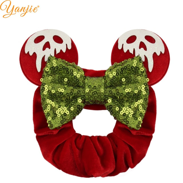 2021 New  Pretty Mouse Ears Sequins Hair Bow Women Velvet Scrunchies - KiwisLove