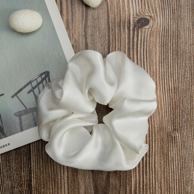 100% Silk Scrunchies Hair  Bands Ties Elastics Ponytail Holders - KiwisLove