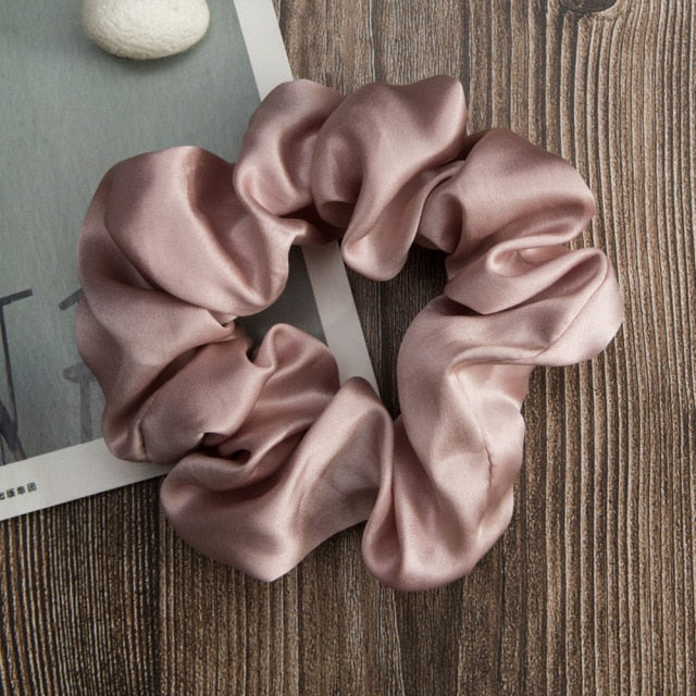 100% Silk Scrunchies Hair  Bands Ties Elastics Ponytail Holders - KiwisLove