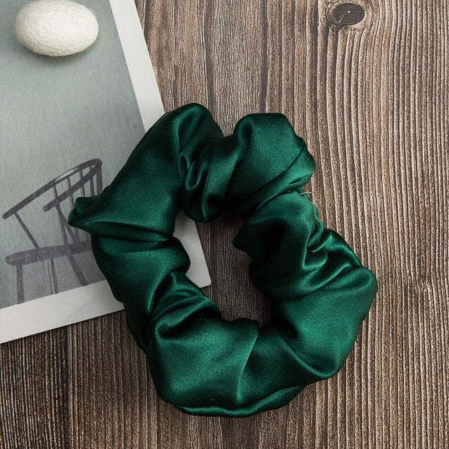 100% Silk Scrunchies Hair  Bands Ties Elastics Ponytail Holders - KiwisLove