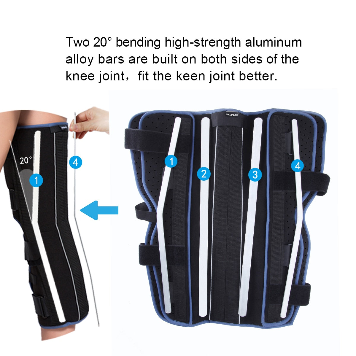 Tri-Panel Knee Immobilizer Brace Immobilizer Knee Splint Comfort Rigid Support - KiwisLove