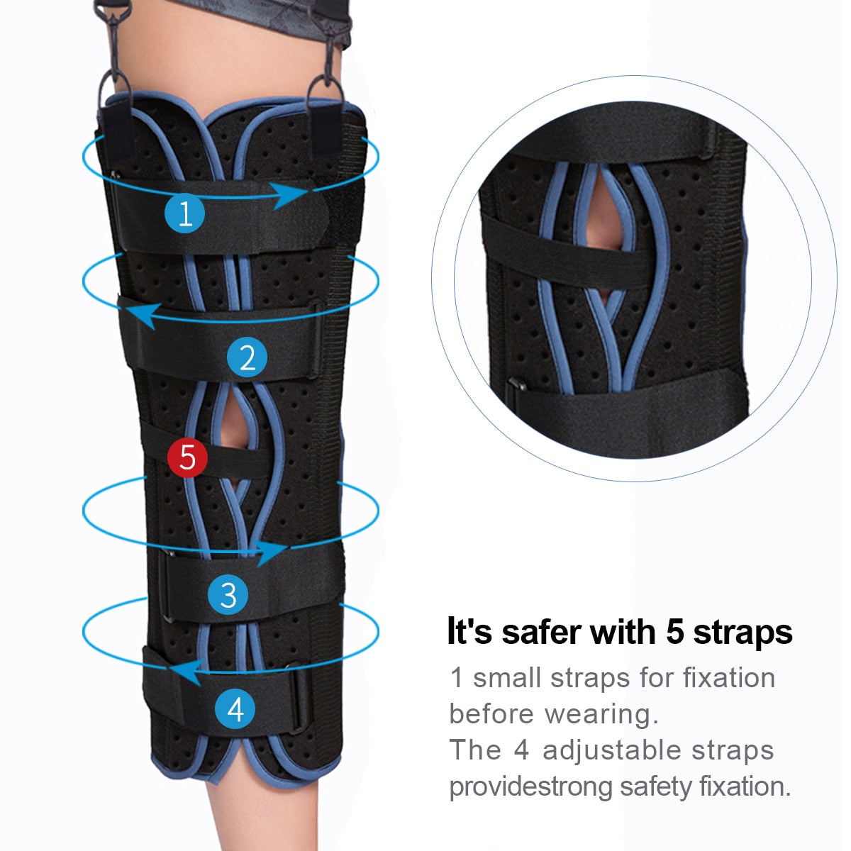Tri-Panel Knee Immobilizer Brace Immobilizer Knee Splint Comfort Rigid Support - KiwisLove
