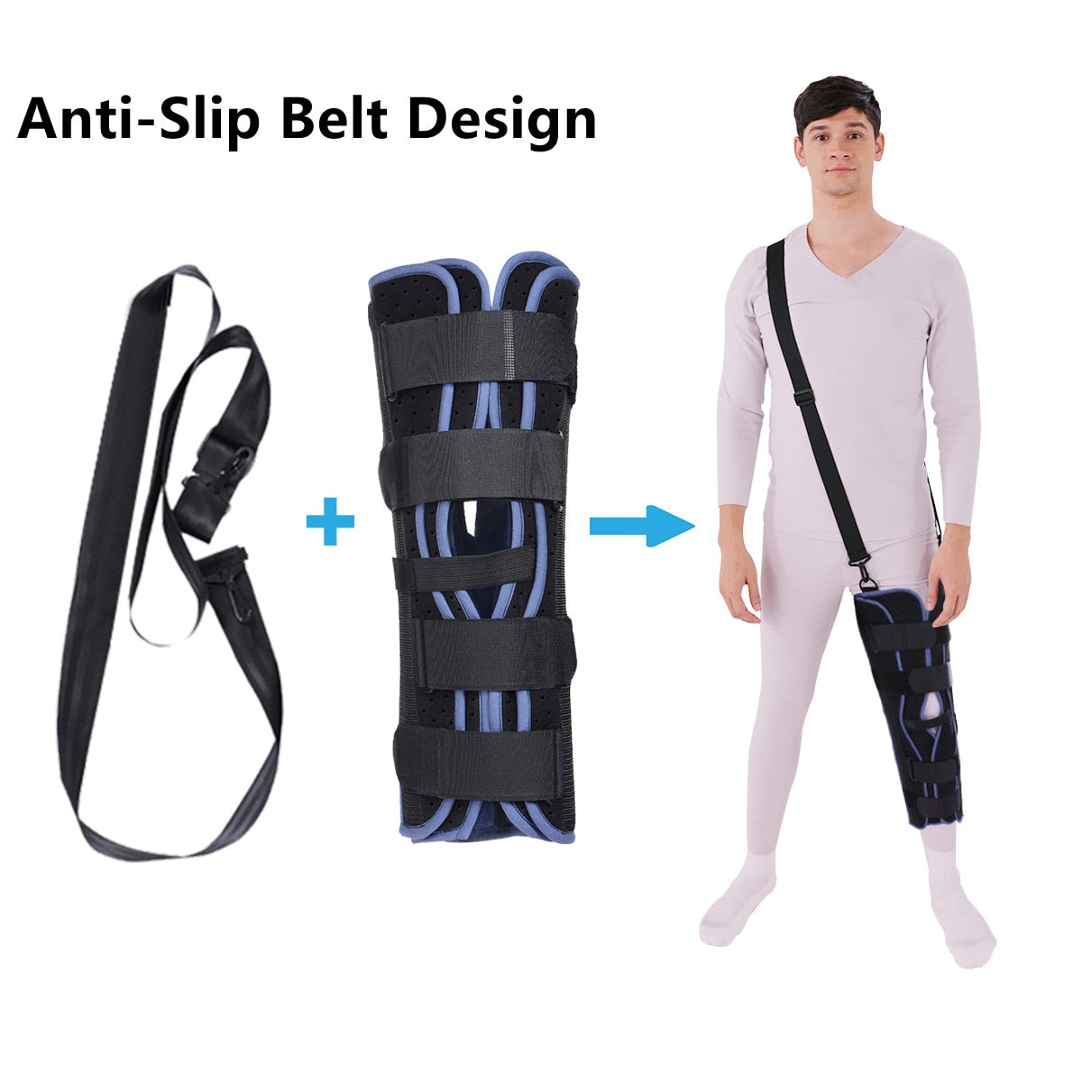 Tri-Panel Knee Immobilizer Brace Immobilizer Knee Splint Comfort Rigid Support - KiwisLove